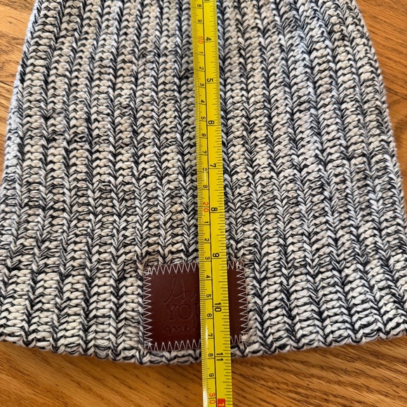 Love Your Melon Salt and Pepper (Black and White) Leather Patch Beanie - Picture 4 of 6